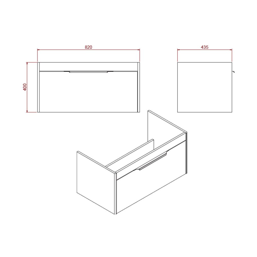 Britton Shoreditch Matt Grey Single Drawer Wall Hung Vanity Unit with Square Basin 850mm