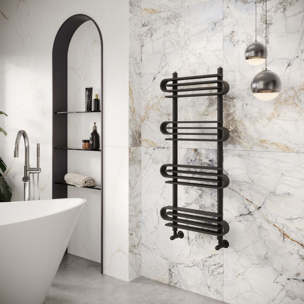 Logan Anthracite Heated Towel Rail 1100x500mm