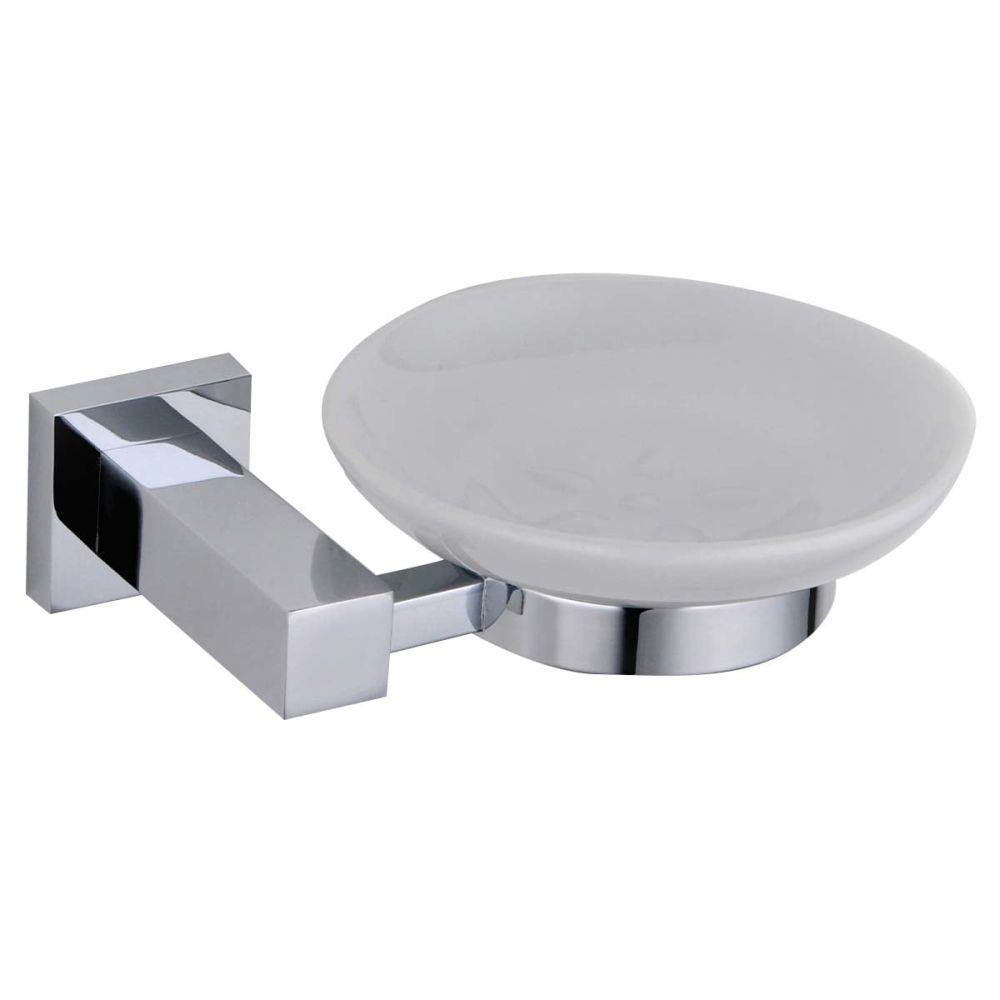 Quad Ceramic Soap Dish and Chrome Holder