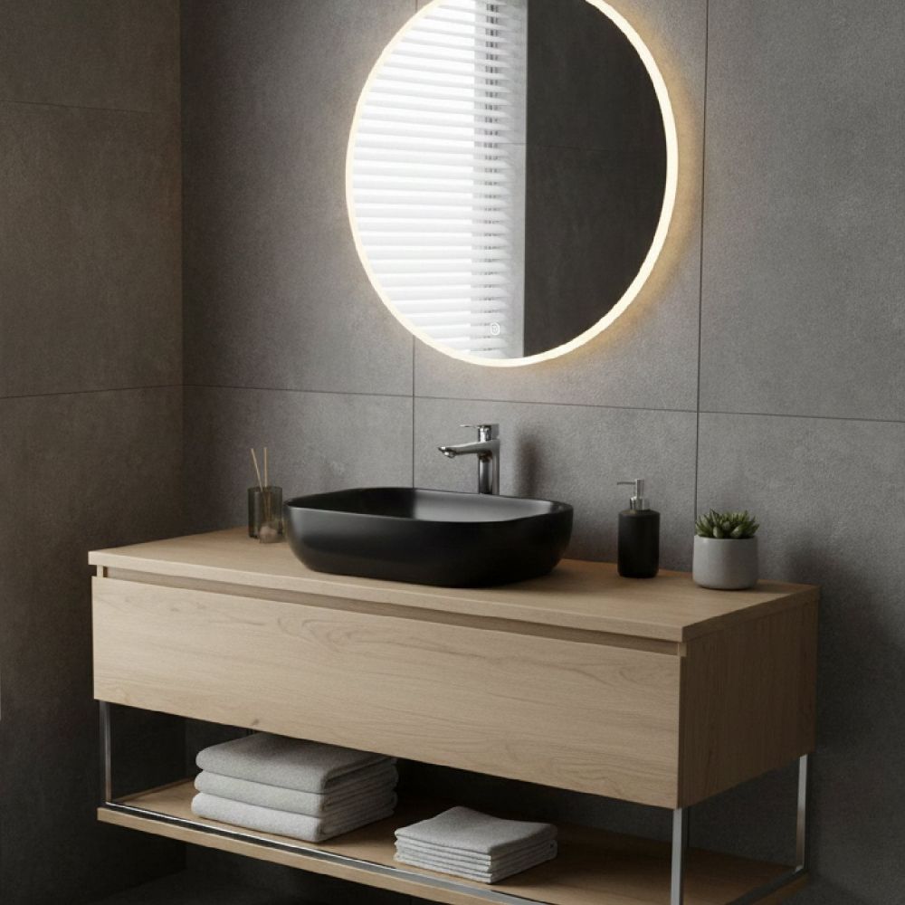 Hedon Matt Black Curved Countertop Basin