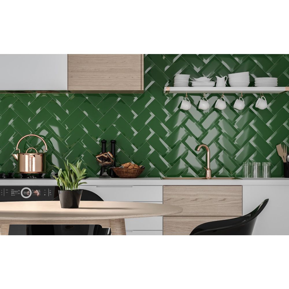 Metro Green Ceramic Brick Tile 100x200mm