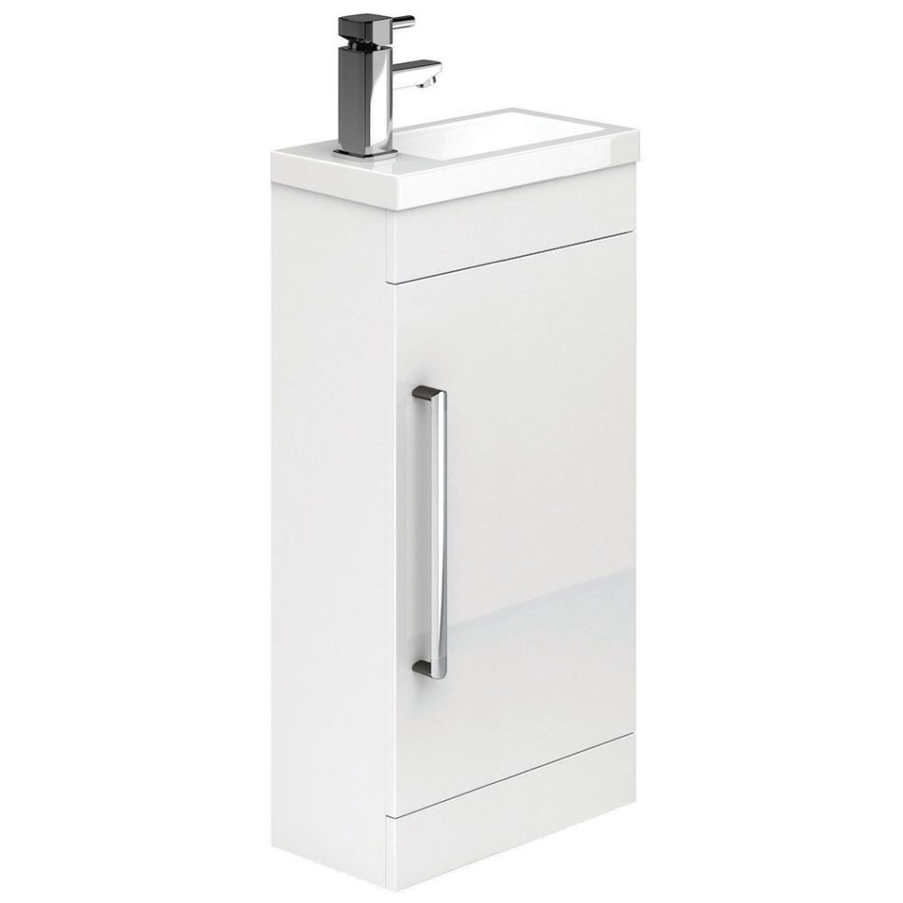 Nante Gloss White Floor Standing Cloakroom Vanity Unit