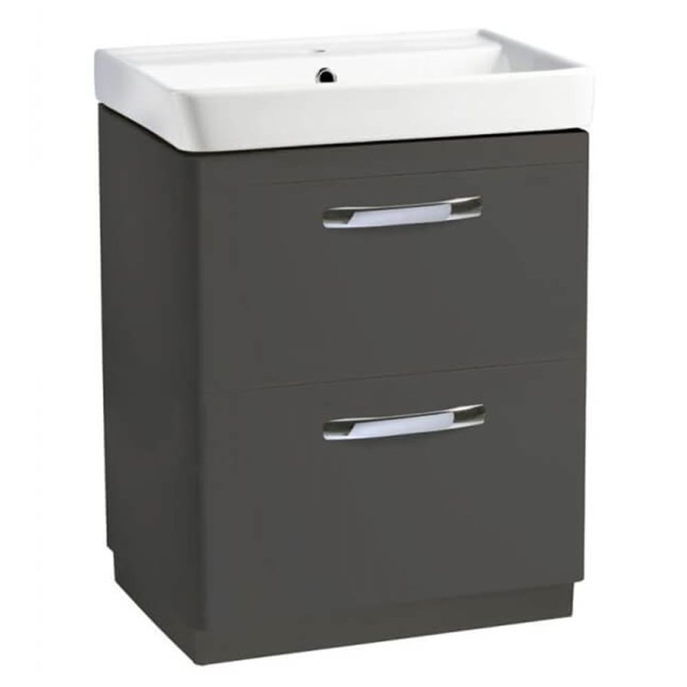 Tavistock Compass Gloss Clay Double Drawer Floor Standing Vanity Unit with Ceramic Basin 600mm