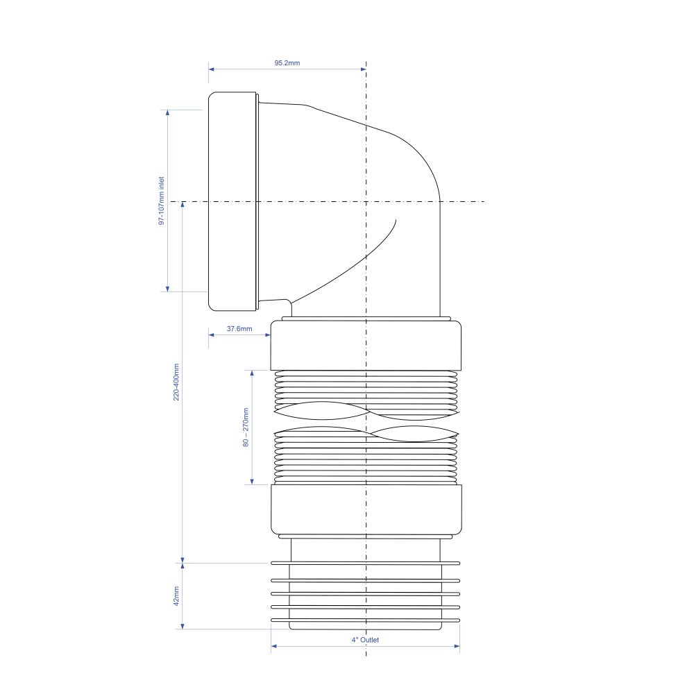 McAlpine 90 Flexible Bend WC Connector - WC-CON8F