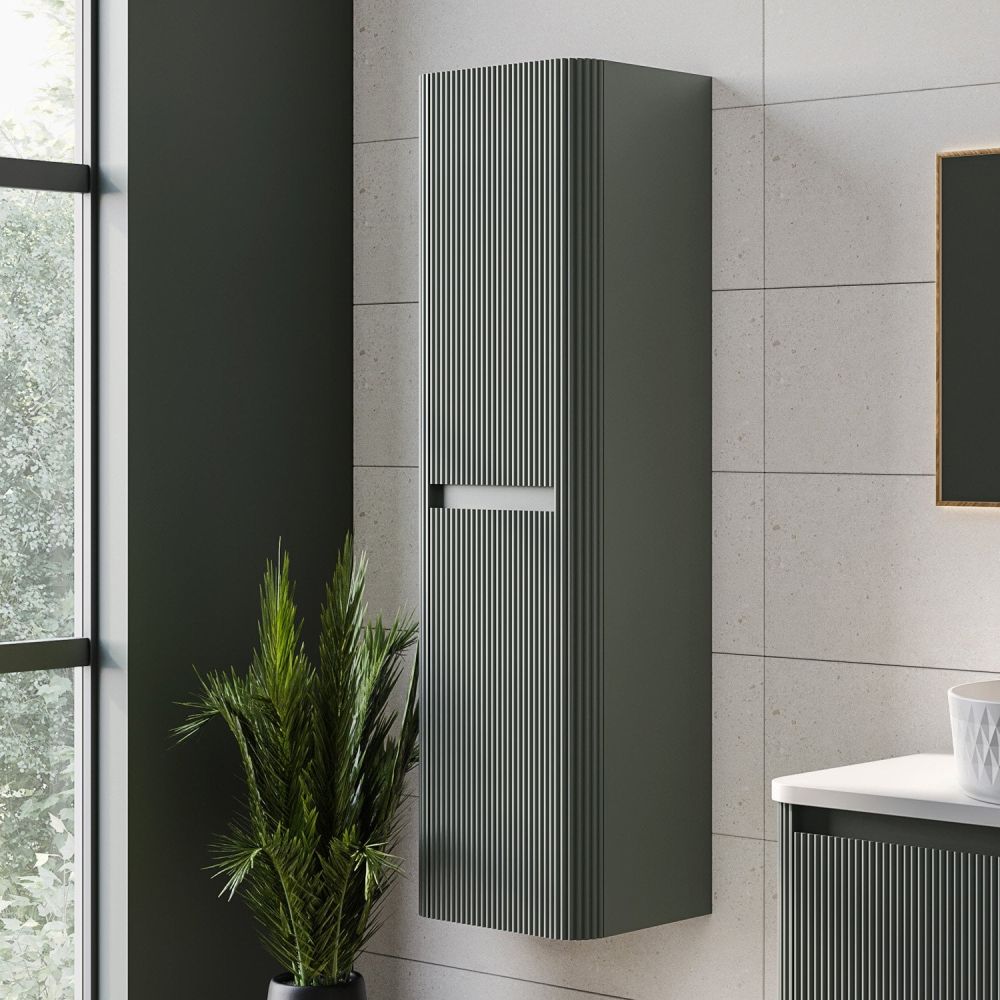 Wish Ribbed Green Wall Hung Tall Storage Cabinet