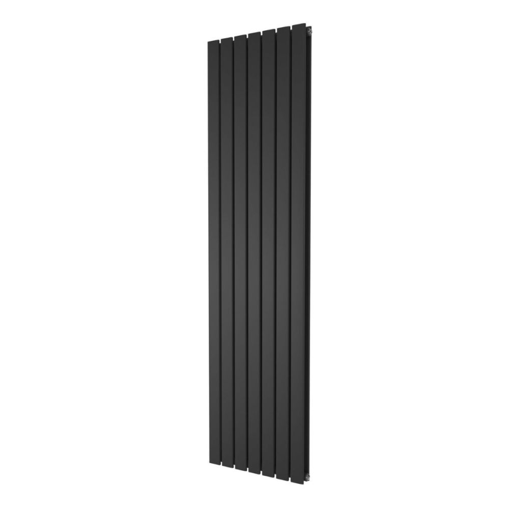 Perth Matt Black Double Vertical Flat Panel Radiator 1800x475mm