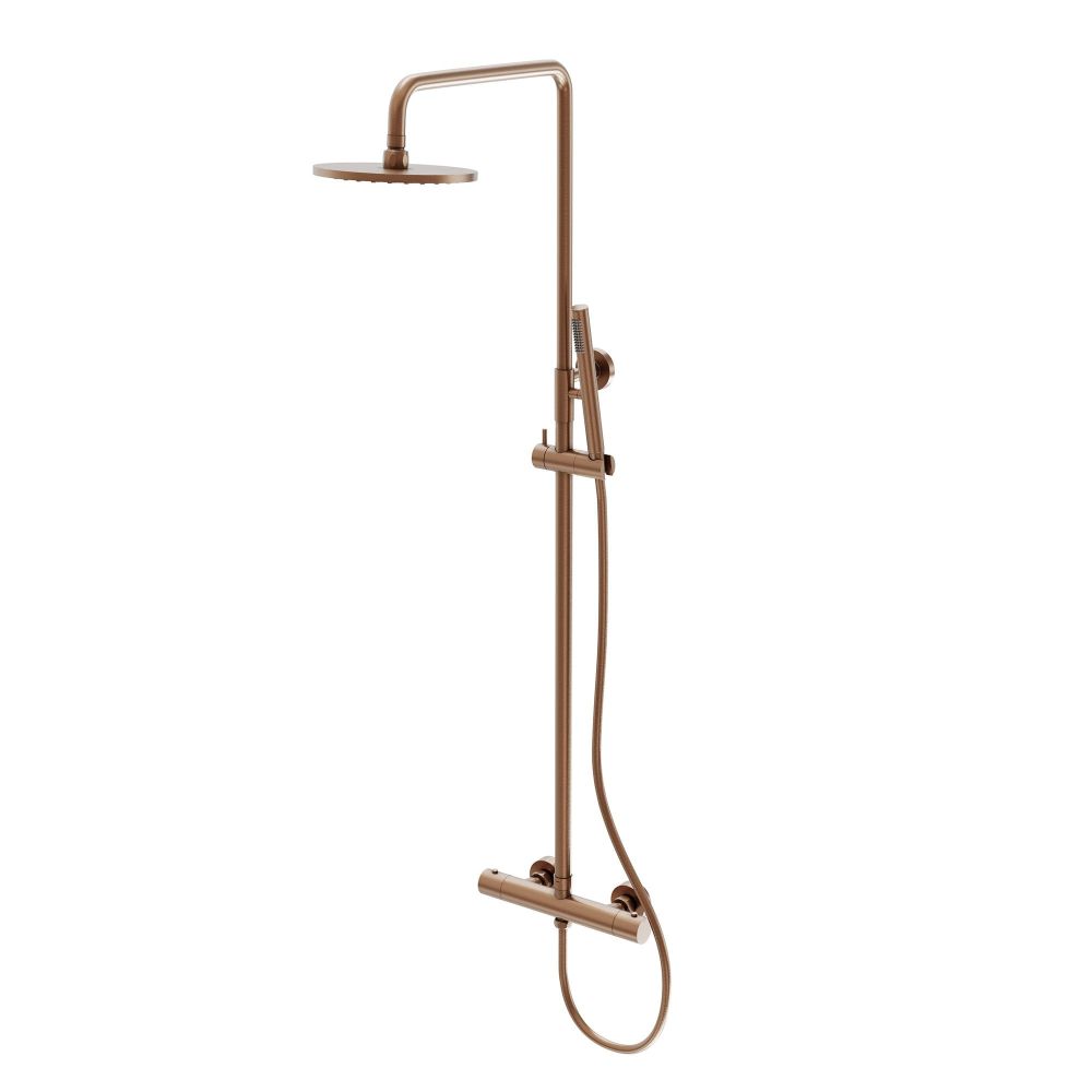 Elora Brushed Bronze Round Thermostatic Shower Pack