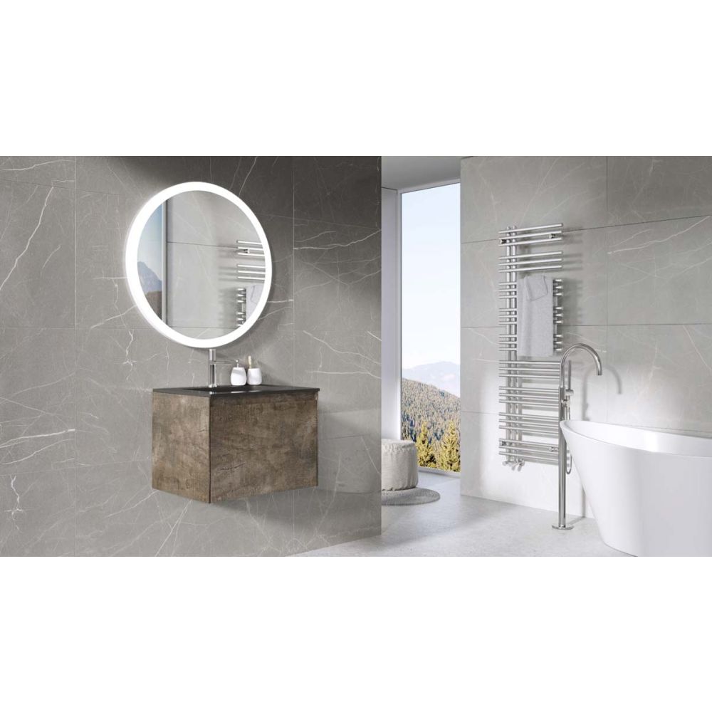 Odion Metallic Wall Hung Vanity Unit with Black Basin 600mm