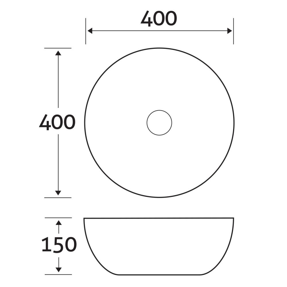 Sphere White Countertop Bowl Basin 420mm