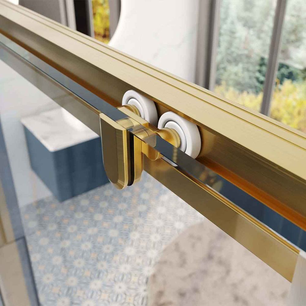 Fabio Brushed Gold Sliding Shower Door Quadrant