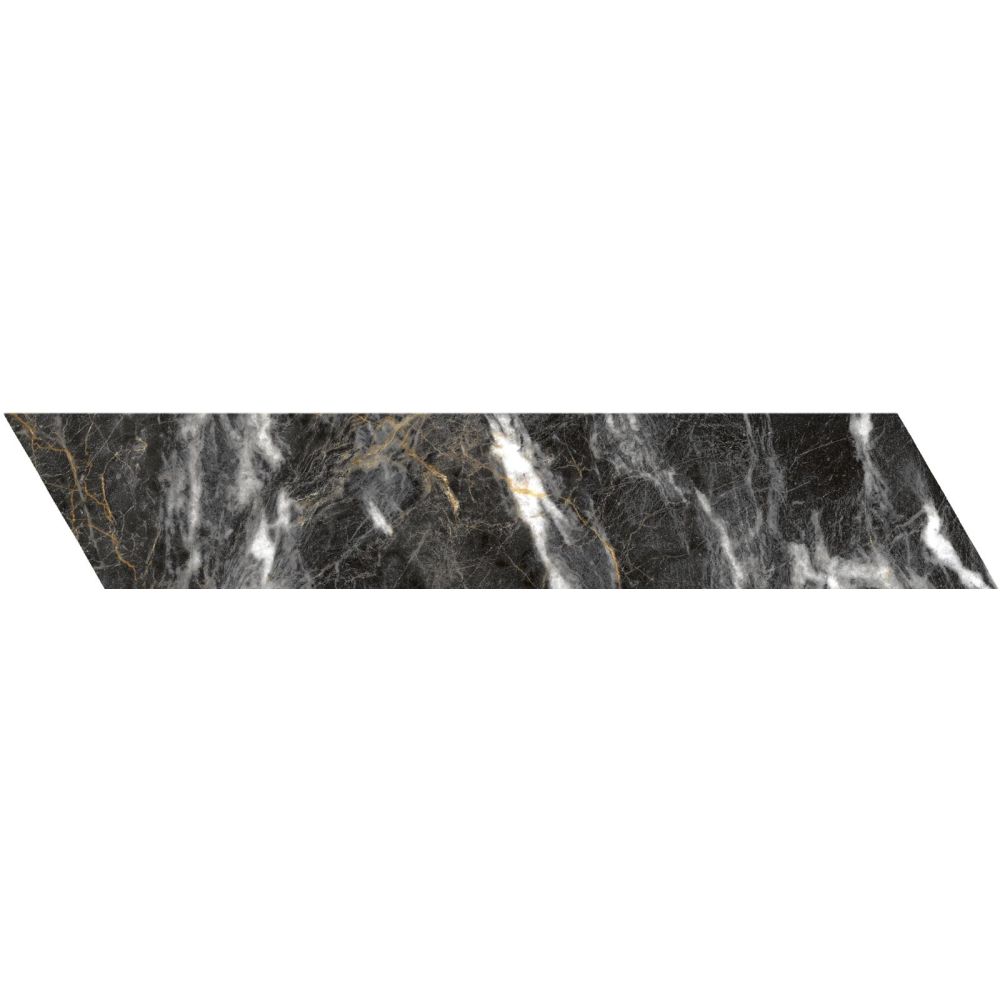 Salerno Black Matt Marble Chevron Tile 80x400mm