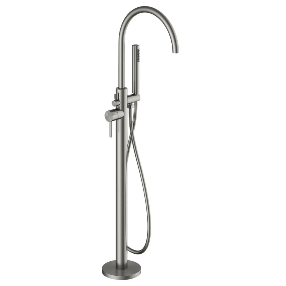 Moray Gunmetal Floor Standing Bath Tap With Hand Held Shower