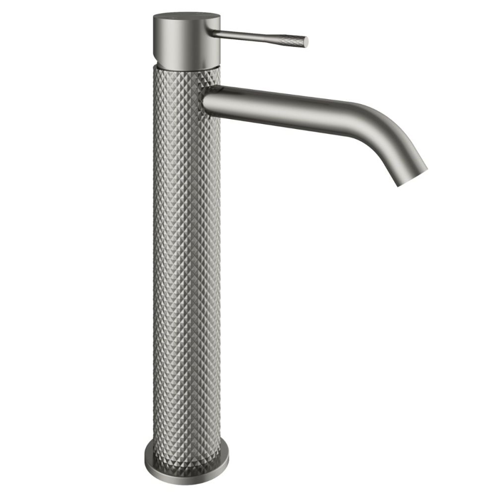 Moray Knurled Gunmetal Tall Basin Mixer Tap | Easy Bathrooms
