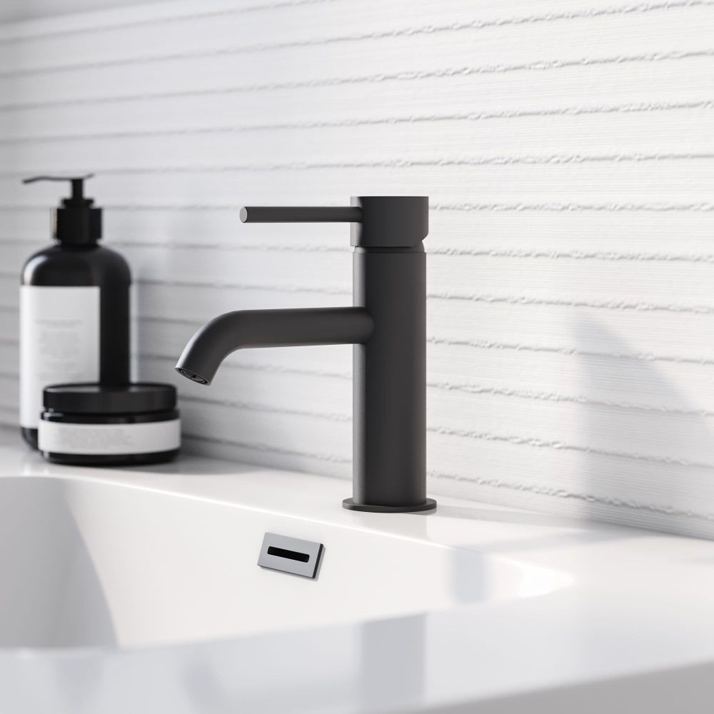 Elora Matt Black Basin Mixer Tap