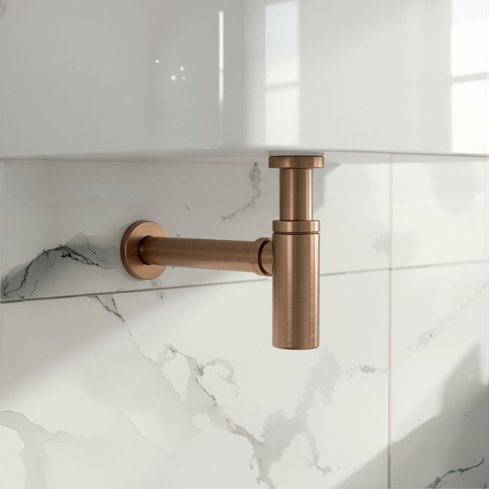Round Brushed Bronze Bottle Trap