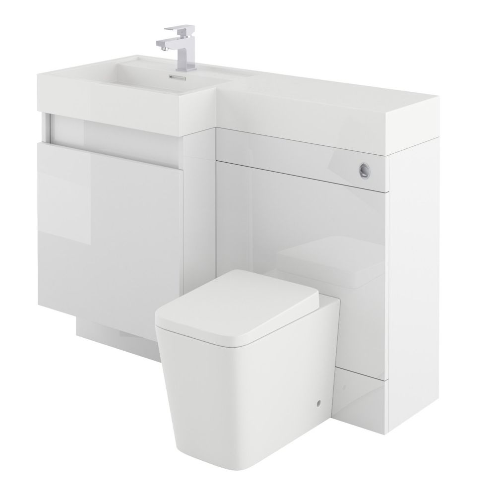 Summers Gloss White Left Hand Combination Vanity Basin and WC Unit 1200mm