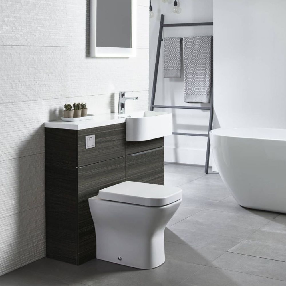 Tavistock Match Tundra Wood Right Hand Combination Vanity Basin & WC Unit 1000mm