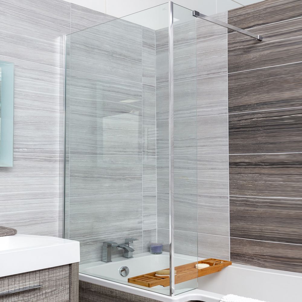 Lorenz Chrome Fixed L-Shape Bath Screen