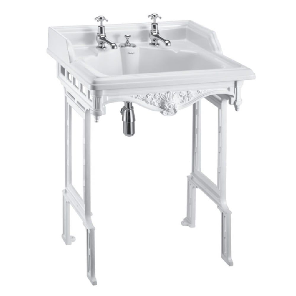 Burlington Classic 1 Tap Hole Basin with White Aluminium Washstand 650mm
