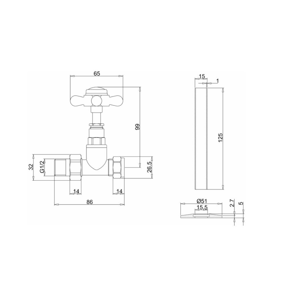 Burlington Chrome Traditional Straight Pair of Radiator Valves