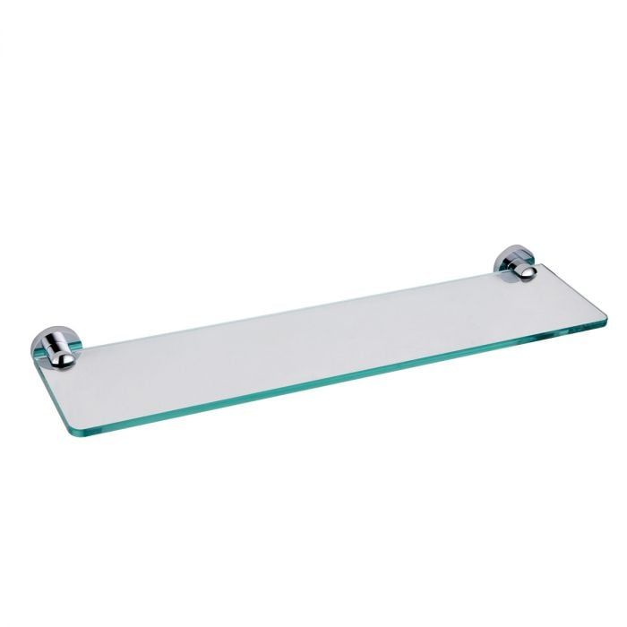 Round Chrome Single Glass Shelf - 500mm