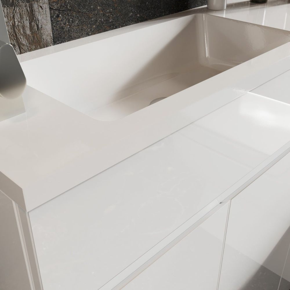 Hudson Gloss White Combination Vanity Basin & WC Unit 1000mm