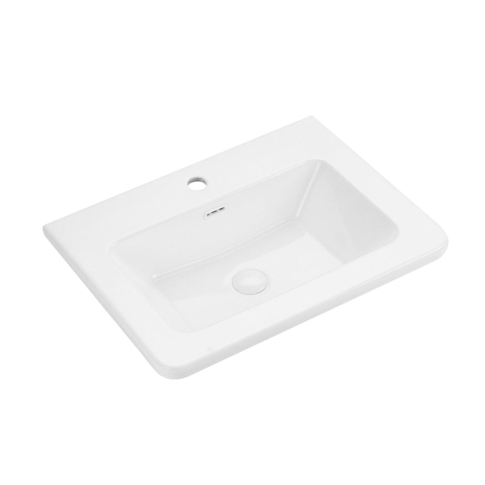 Ellis Royal Blue Floor Standing Vanity Unit with Ceramic Basin 600mm - Basin View 2