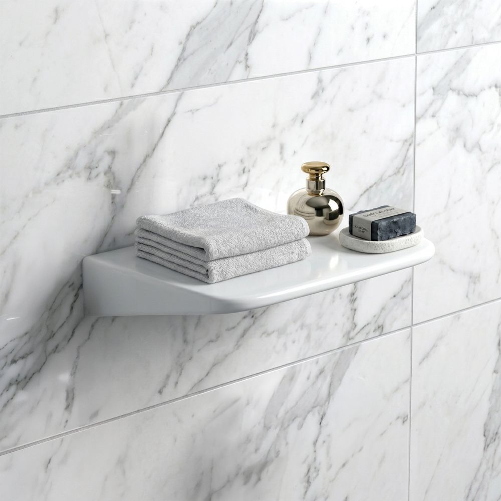Belgrove White Wall Hung Ceramic Shelf 400mm
