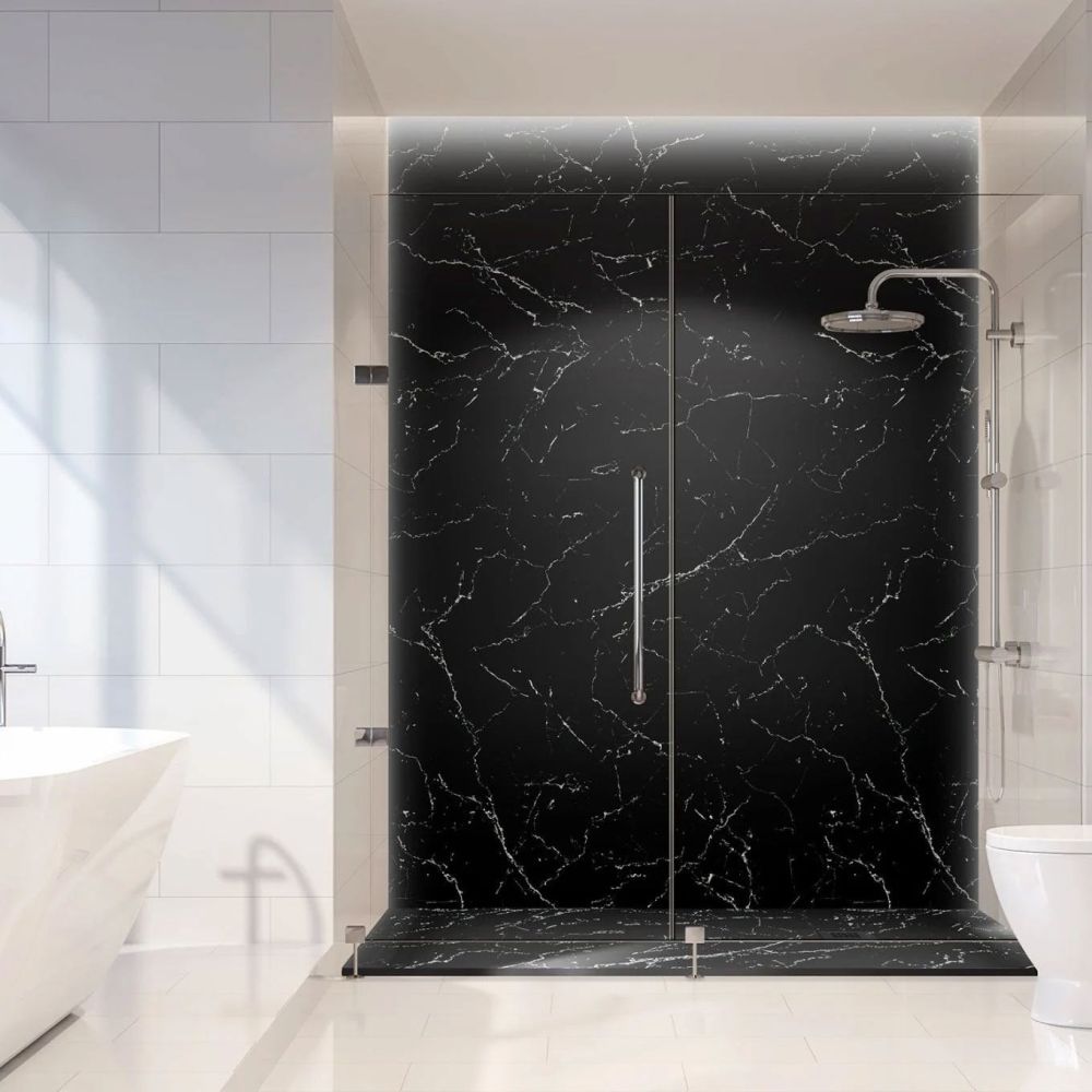 Peoria Marquina Black Marble Shower Tray 1800x800mm