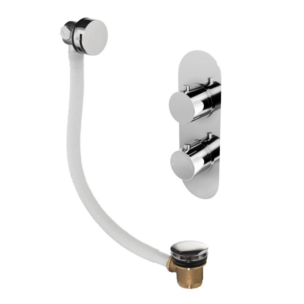 Elora Chrome Round Concealed Valve & Overflow Bath Filler