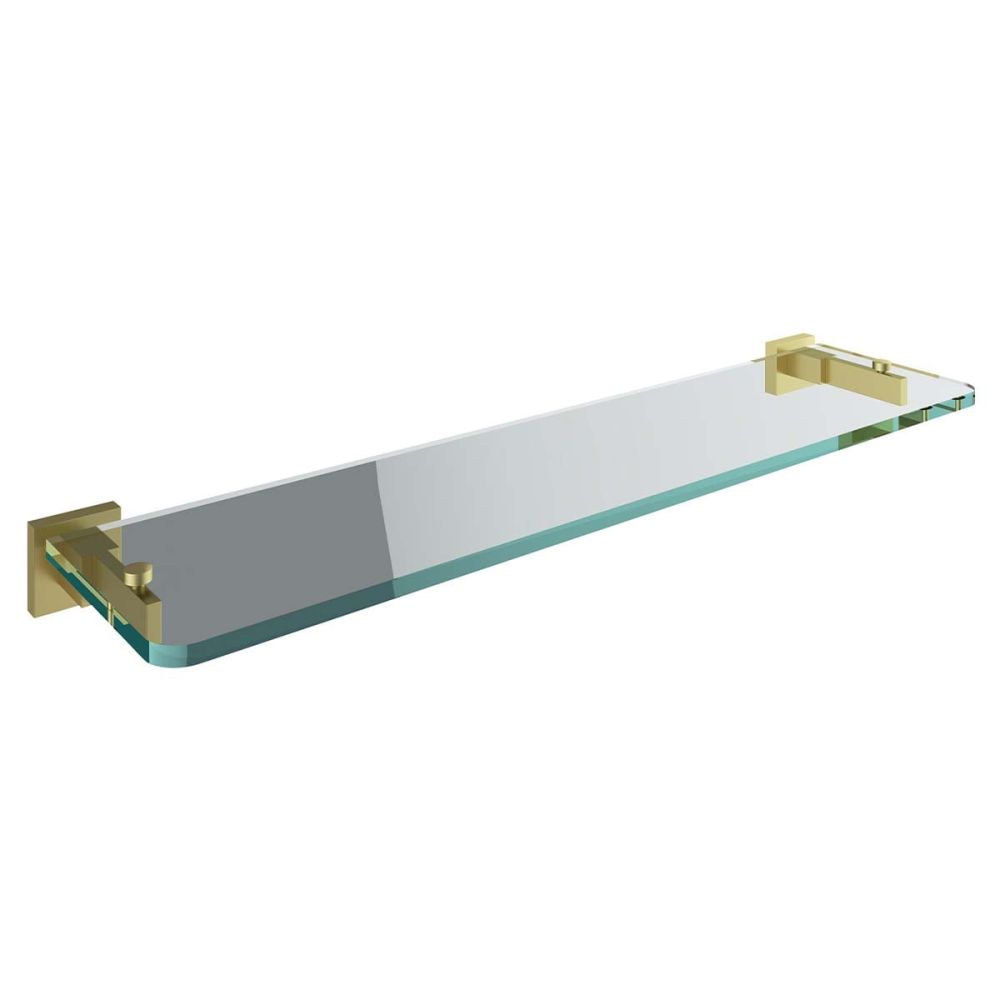 Quad Brushed Gold Glass Shelf
