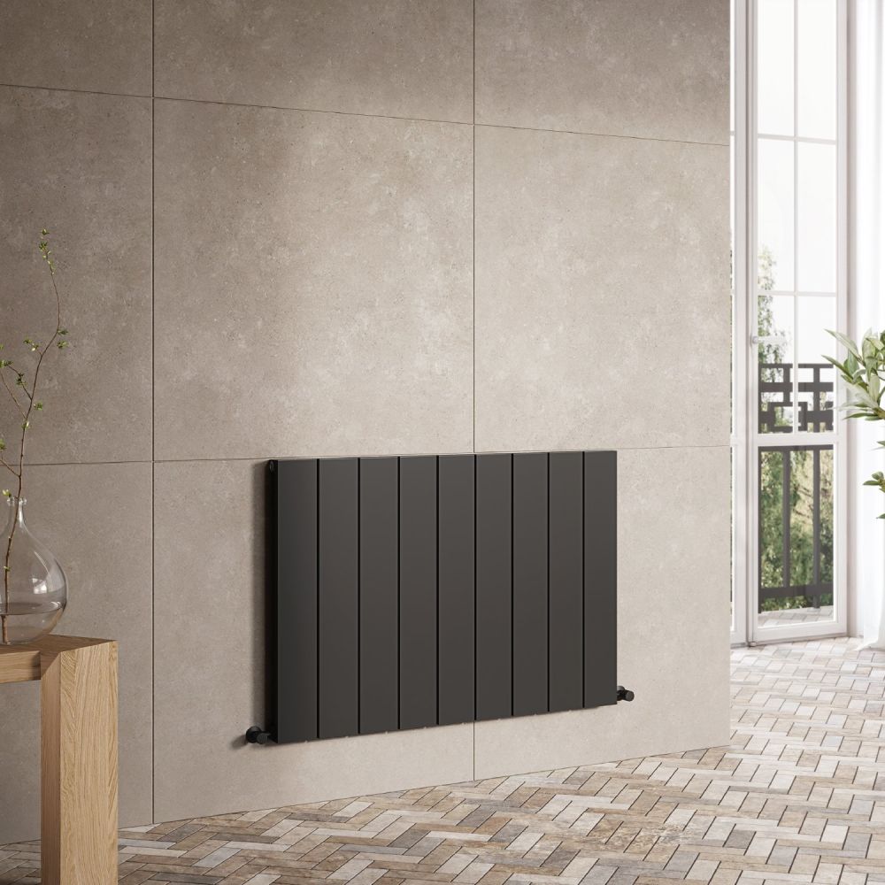 Tesoro Black Single Linear Aluminium Radiator 600x855mm