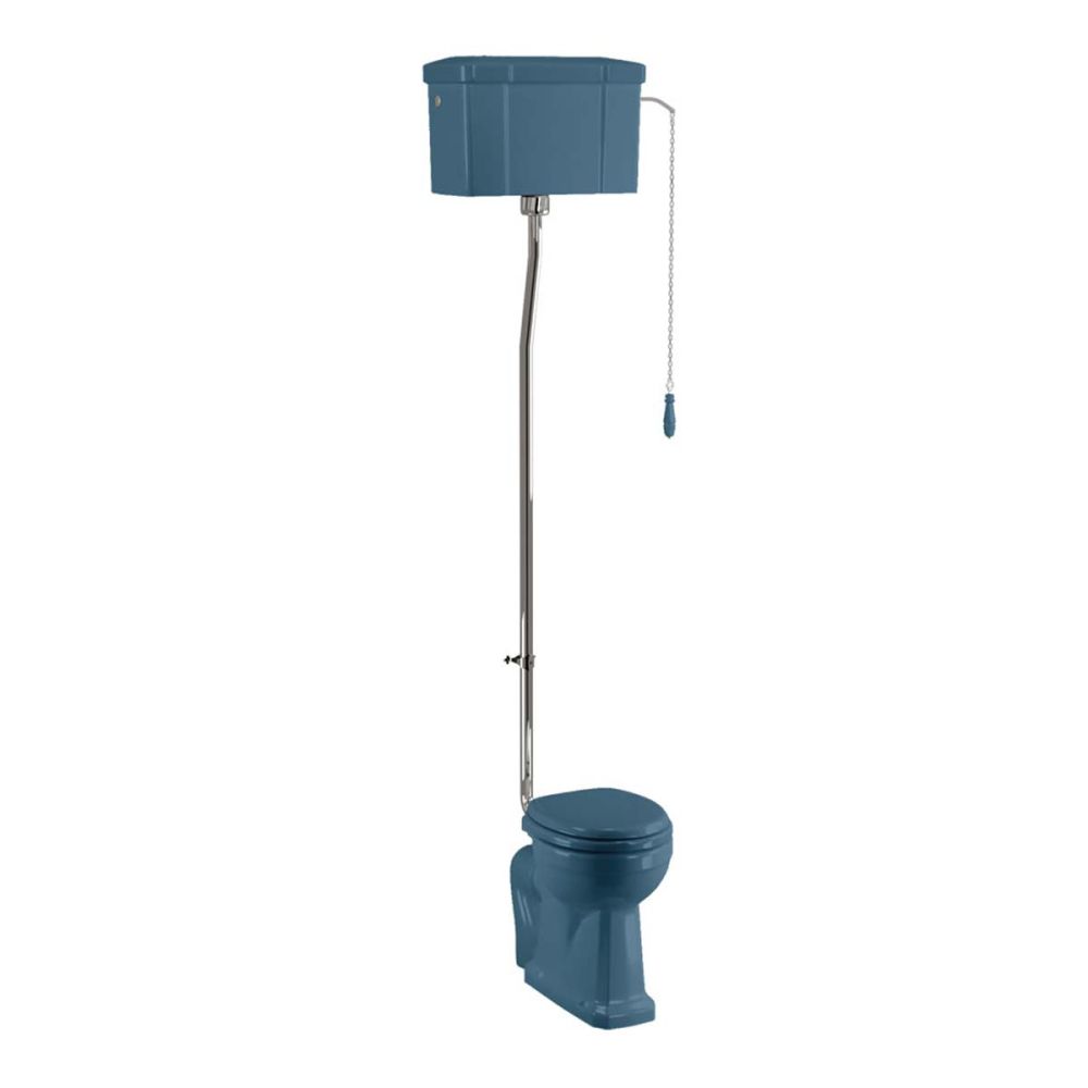 Burlington Alaska Blue High Level Toilet with Soft Close Seat