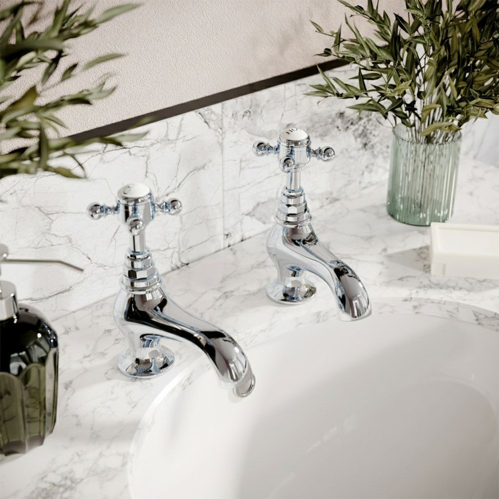 Grosvenor Chrome Basin Pillar Taps - lifestyle image