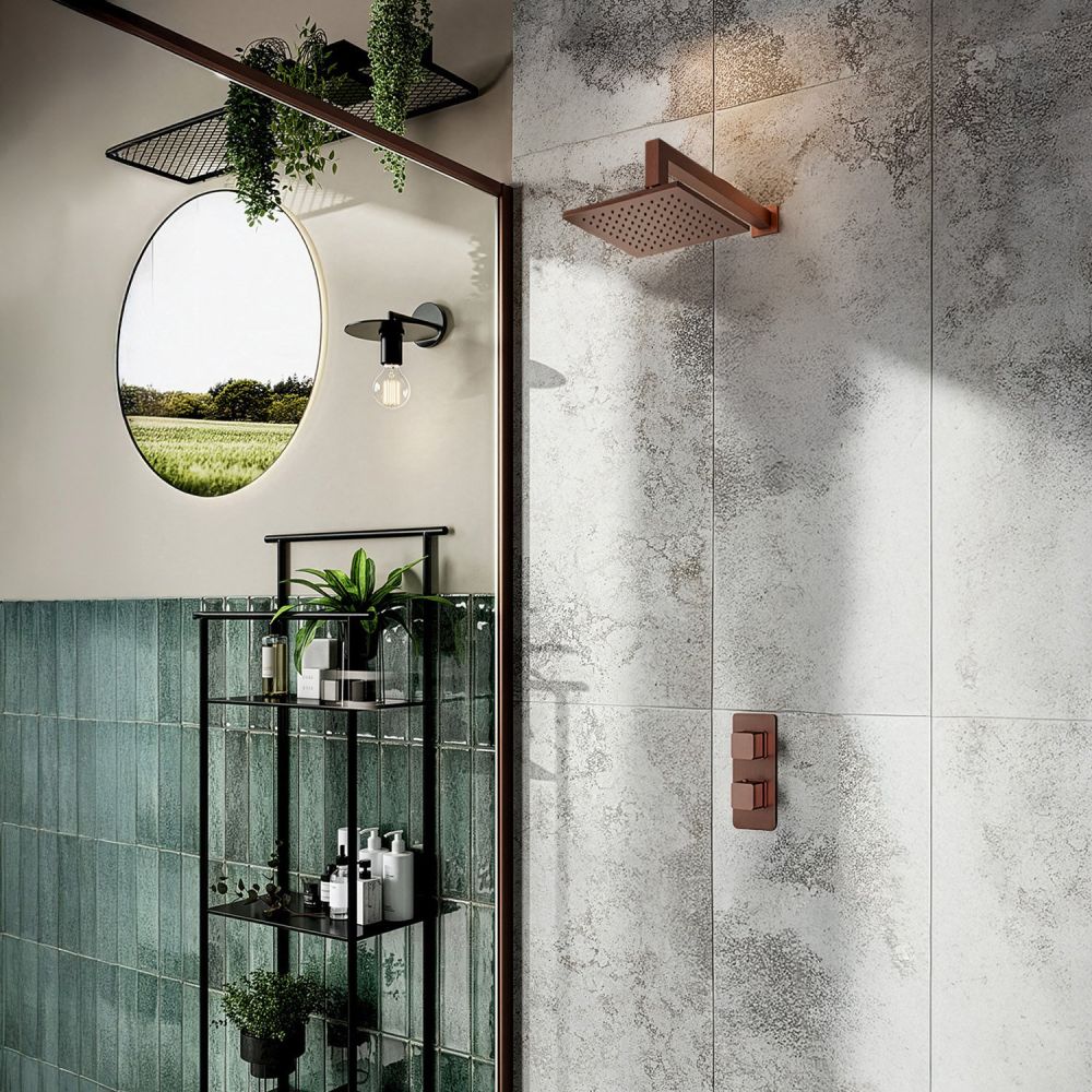 Liva Brushed Bronze Concealed Shower Valve & Fixed Shower Head