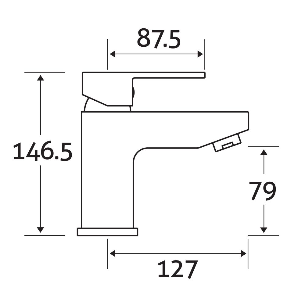Nyland Chrome Basin Mixer Tap - dimensions