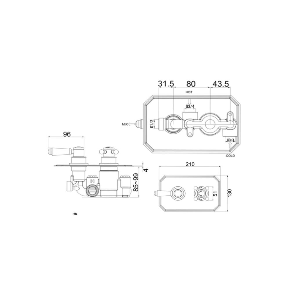 Single outlet shower valve specification 