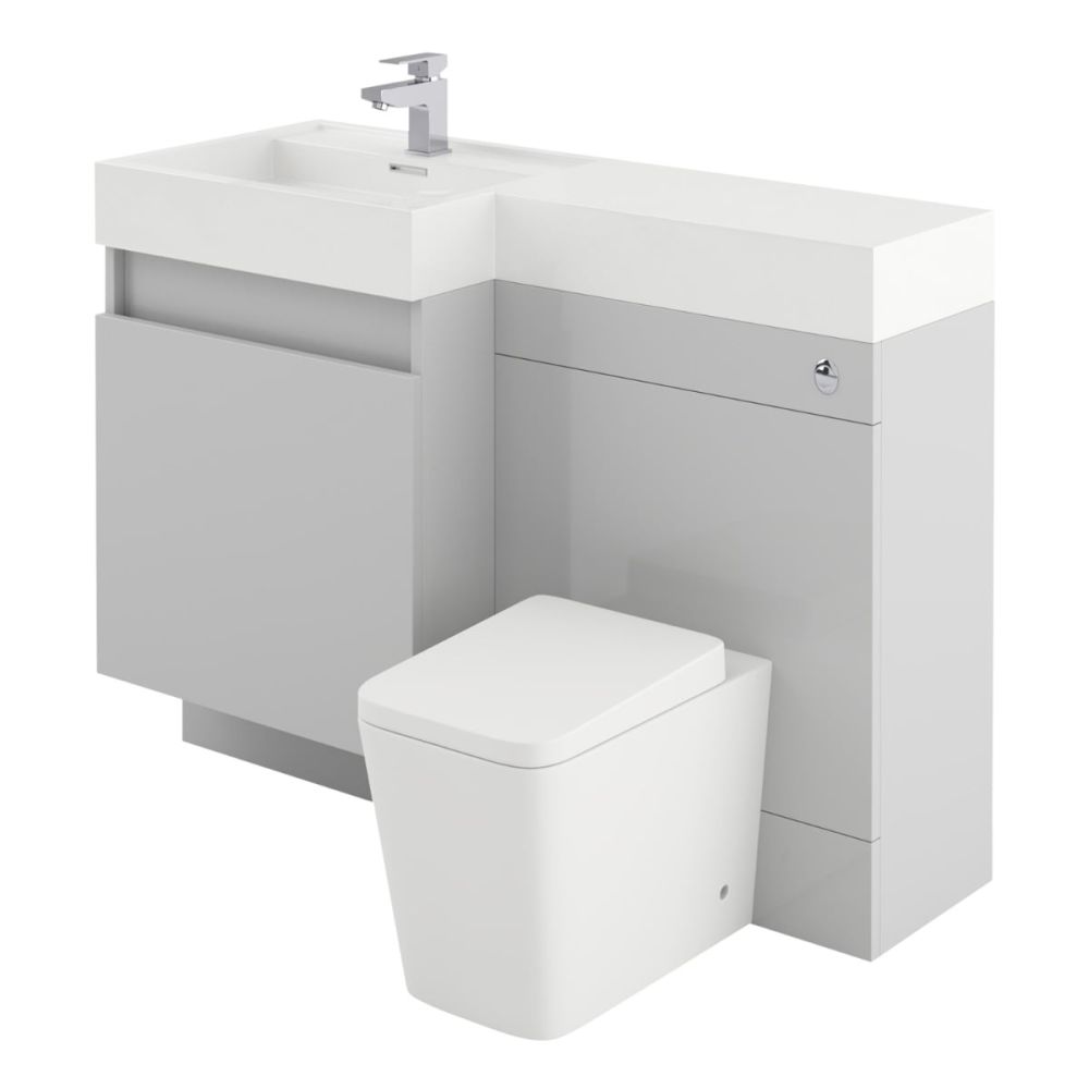 Summers Gloss Light Grey Left Hand Combination Vanity Basin and WC Unit 1200mm