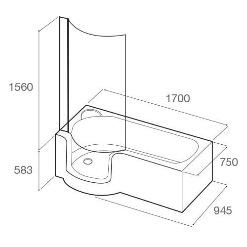 Vestra Easy Access Walk-in Bath 1700x750mm