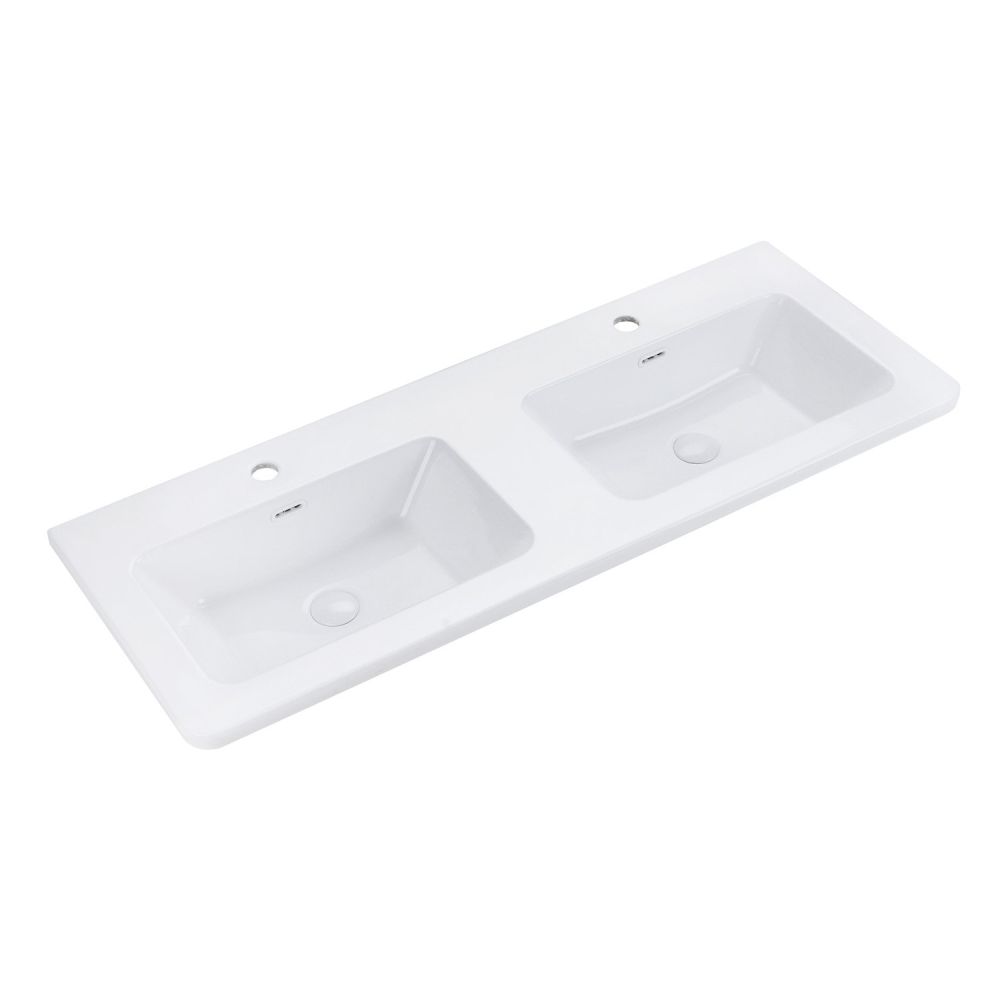 Ellis Matt White Floor Standing Vanity Unit with Ceramic Basin 1200mm - Ceramic Basin view 2