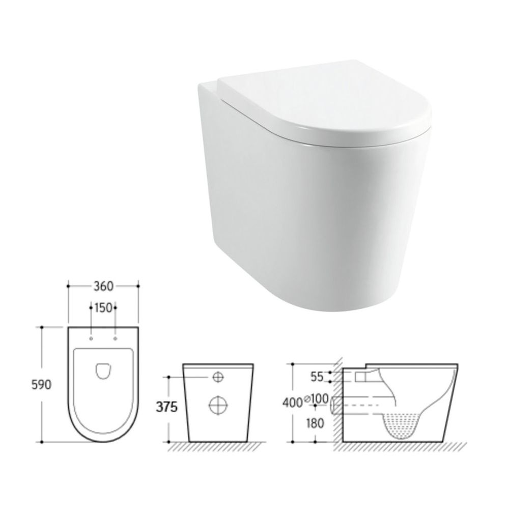 Froxfield Back to Wall Toilet & Soft Close Seat spec