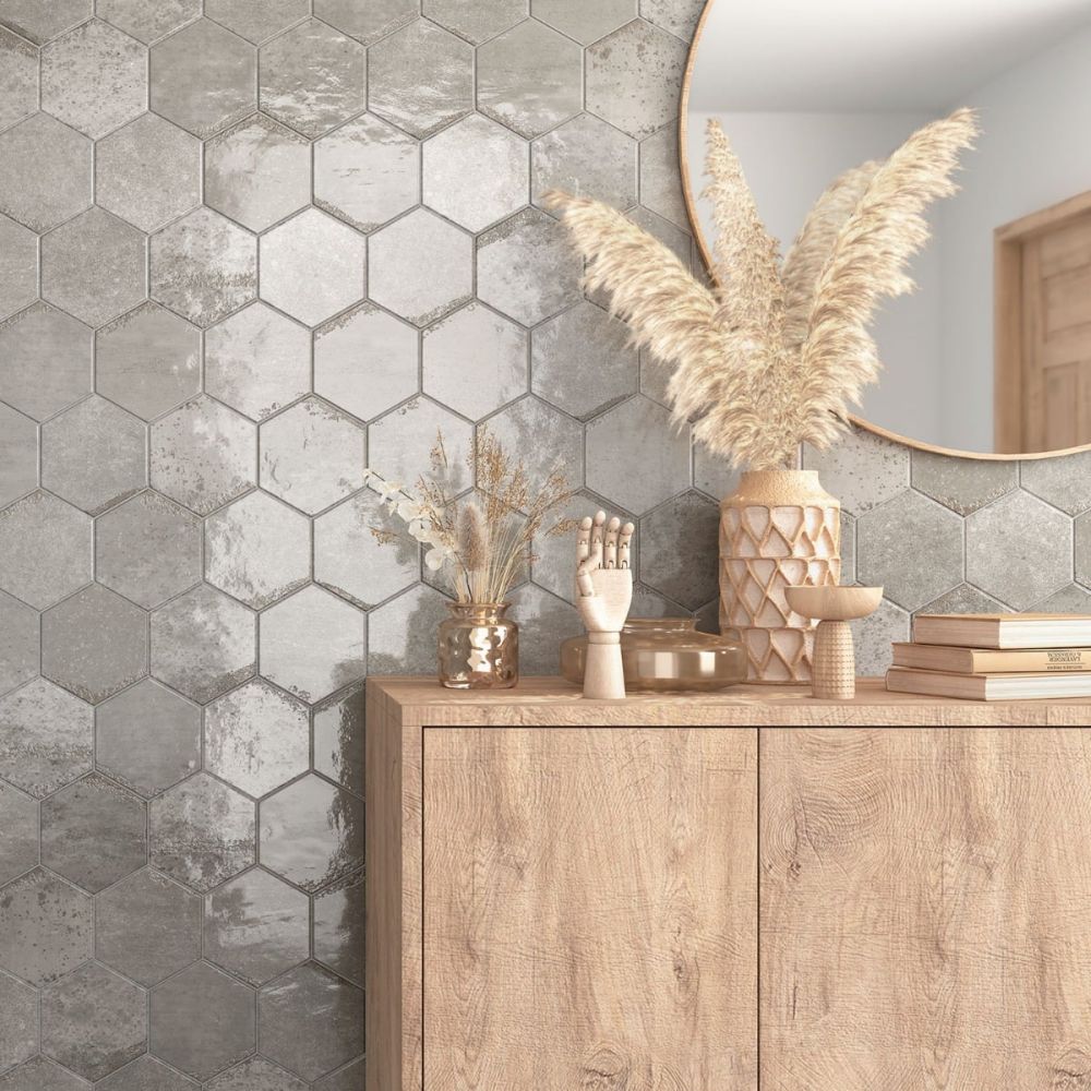 Bergamo Grey Porcelain Hexagon Tile 150x130mm