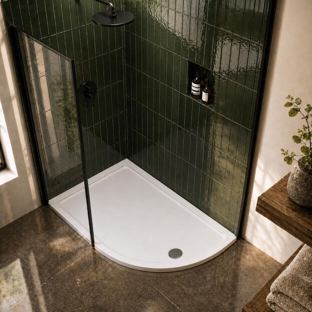Kstone Left Hand Offset Quadrant Shower Tray 1200x900mm KSQ12090LH