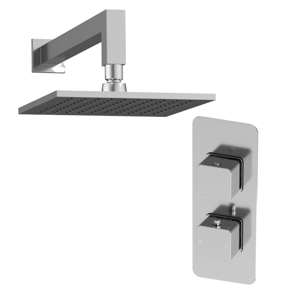 Liva Chrome Square Concealed Shower Valve & Fixed Shower Head Pack