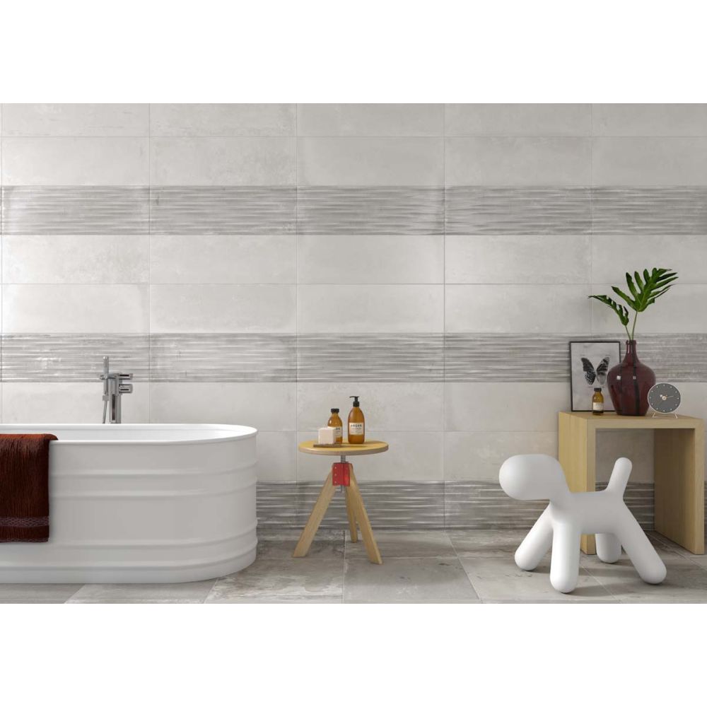 Fabrika White Cloud Patterned Ceramic Tile 250x750mm