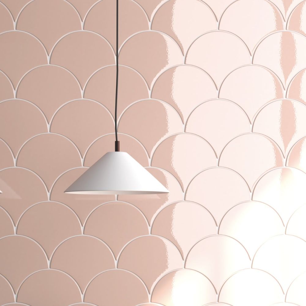 Pescara Ceramic Pink Fan Tile 150x134mm