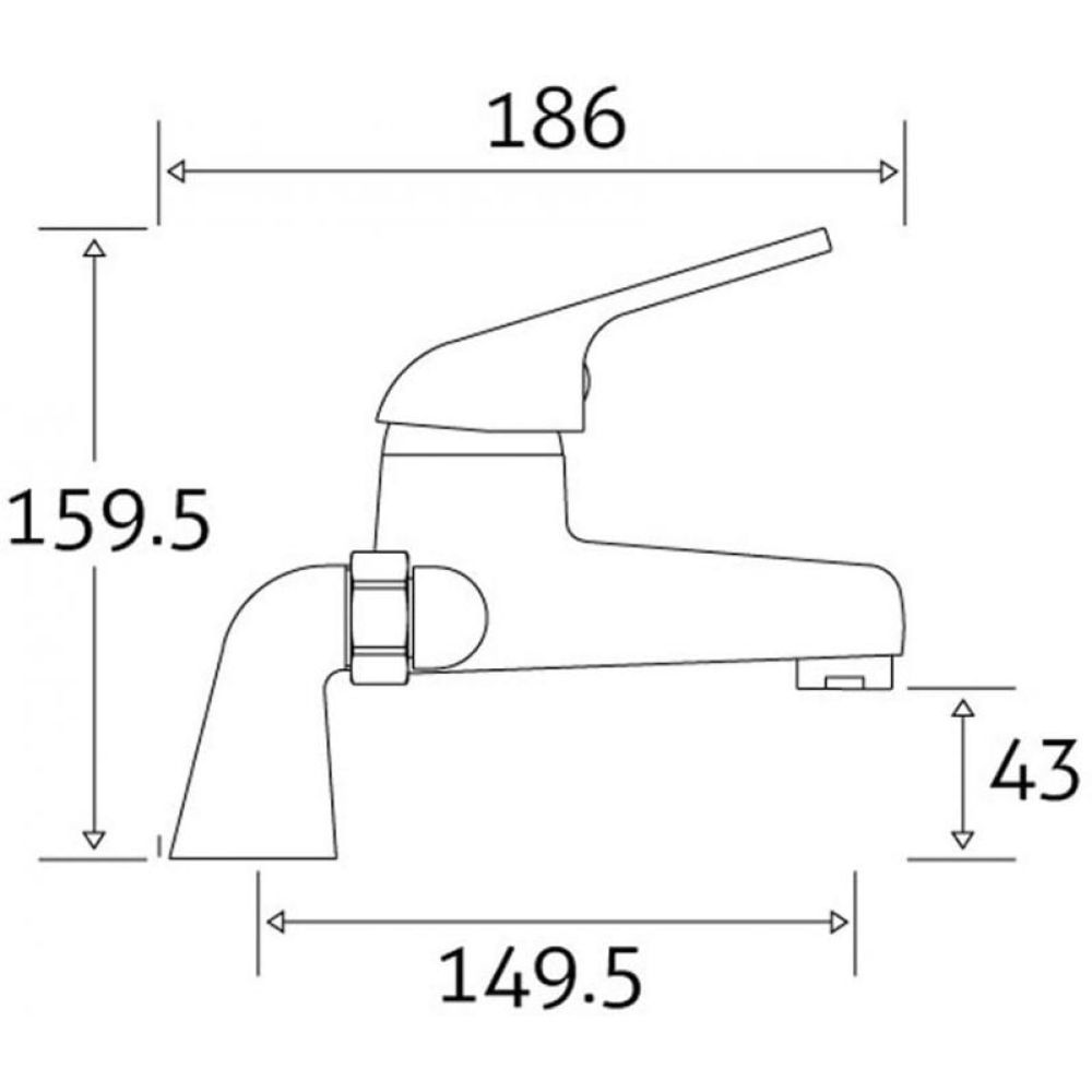 Odell Chrome Bath Filler Tap Dimension Drawing