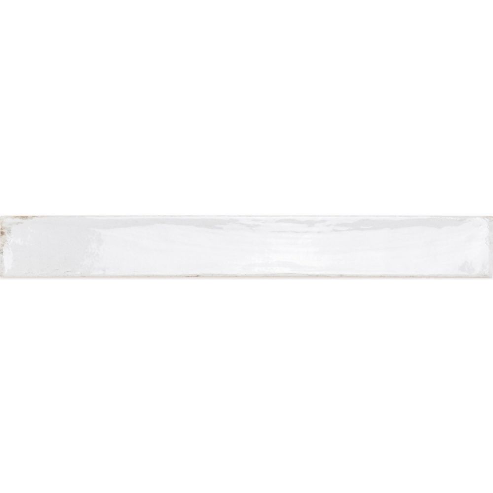Capri White Gloss Ceramic Brick Tile - 400x50mm