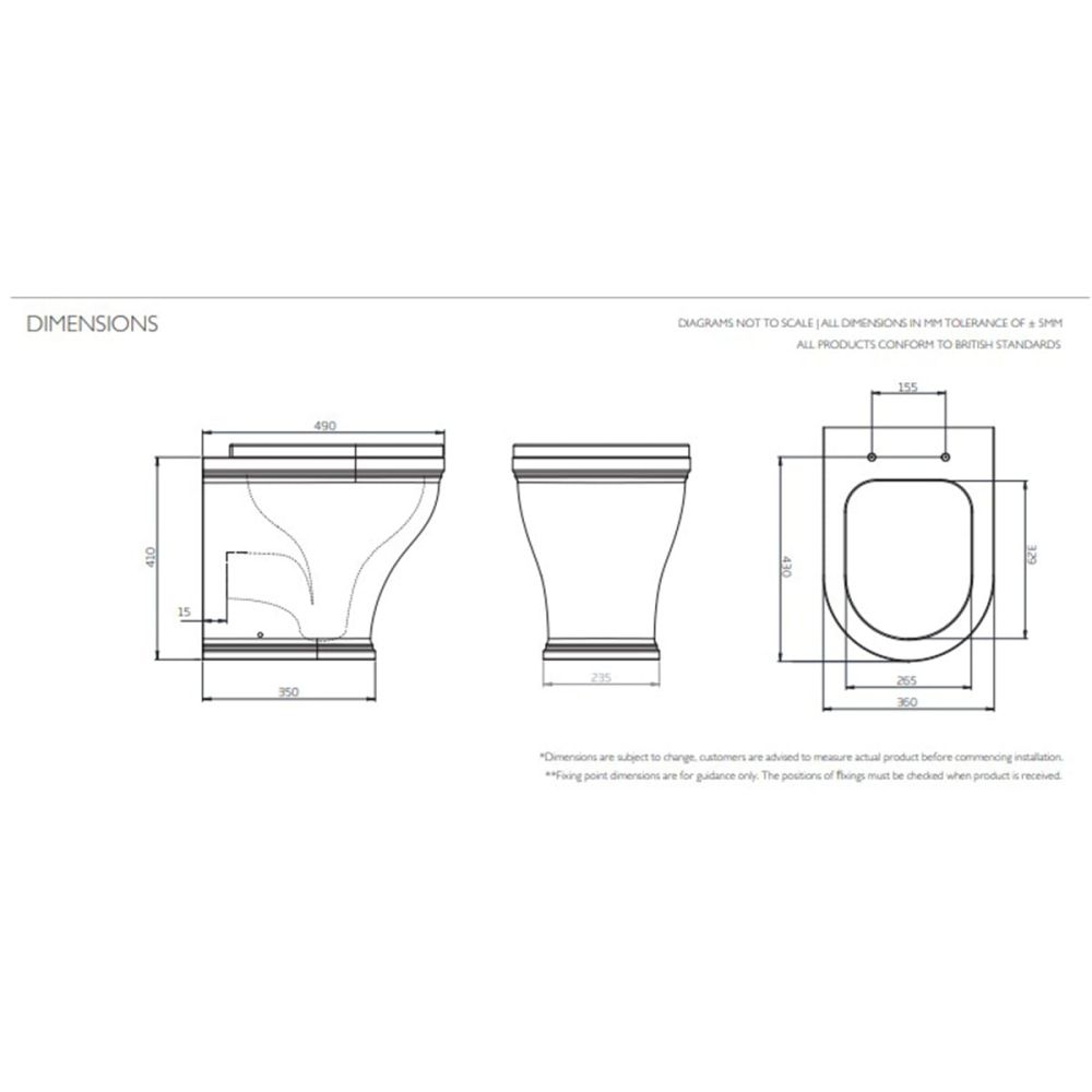 Tavistock Lansdown Traditional Back to Wall WC Toilet Pan with Soft Close Seat