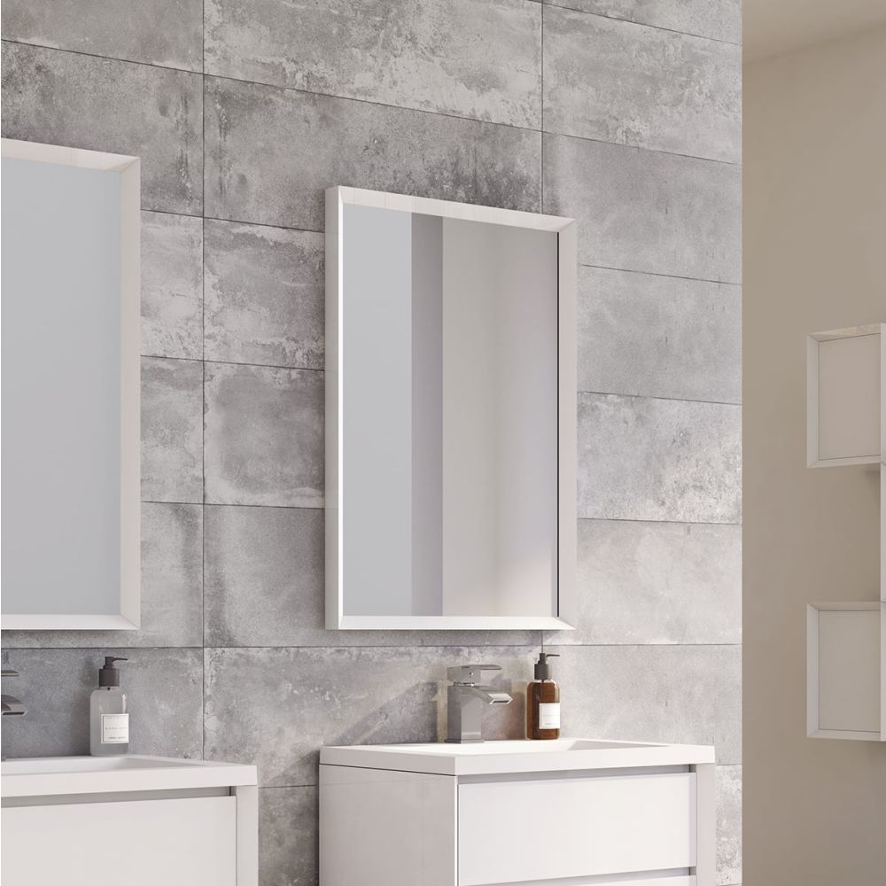 Venus Gloss White Beveled Edge Framed Bathroom Mirror 550x800mm